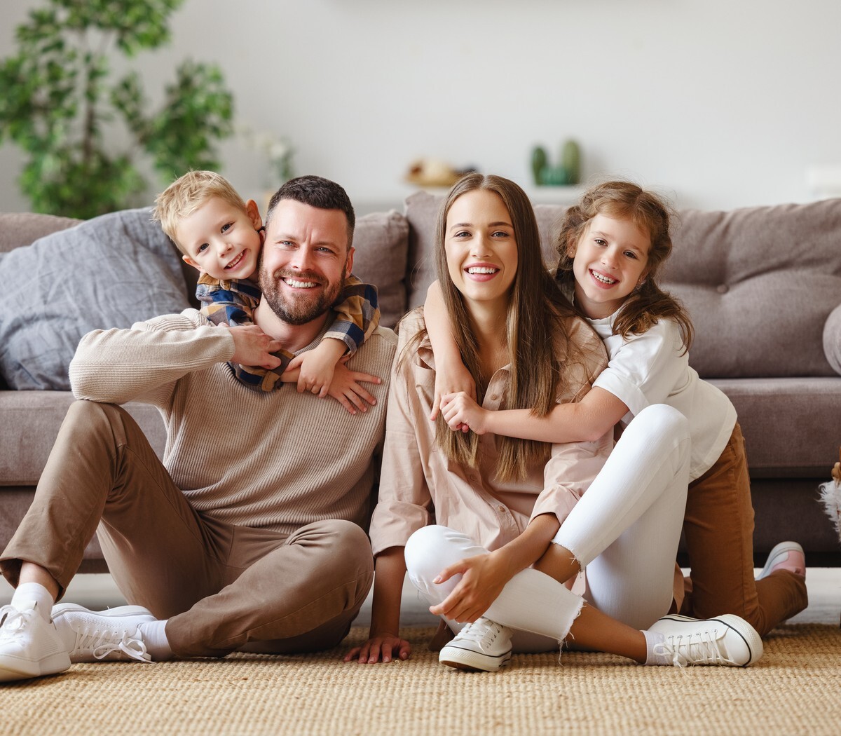 A family smiling together